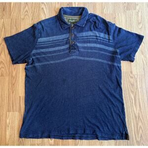 Eddie Bauer Polo Shirt Mens Large Navy Blue Striped Outdoor Cotton Preppy Casual